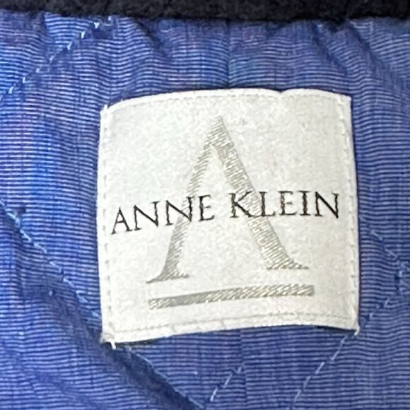 Vtg Anne Klein Navy Wide-Wale Corduroy Double Breasted Coat Quilted Lining - Picture 7 of 8